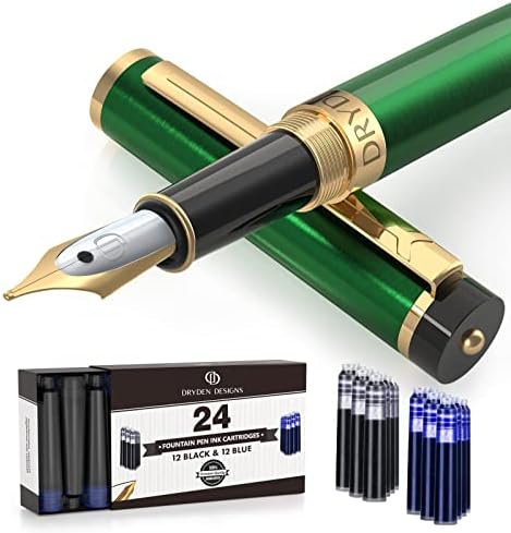 דריידן עיצובים עט נובע - בינוני ציפורן 0.5 ממ | כולל 24 מחסניות דיו-מילוי דיו ממיר | קליגרפיה עט, כתיבה
